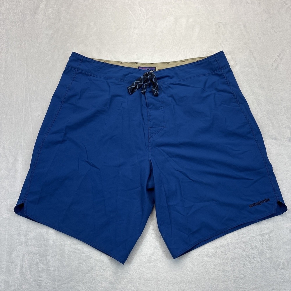 Patagonia Board Shorts Mens Size 36 Blue Swim Trunks Drawstring Pocket Worn Wear